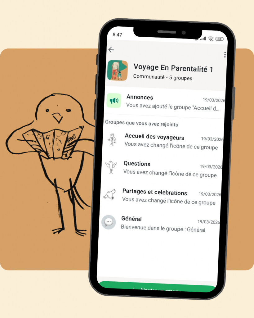 Chloé Elkaïm voyage en parentalité groupe whatsapp